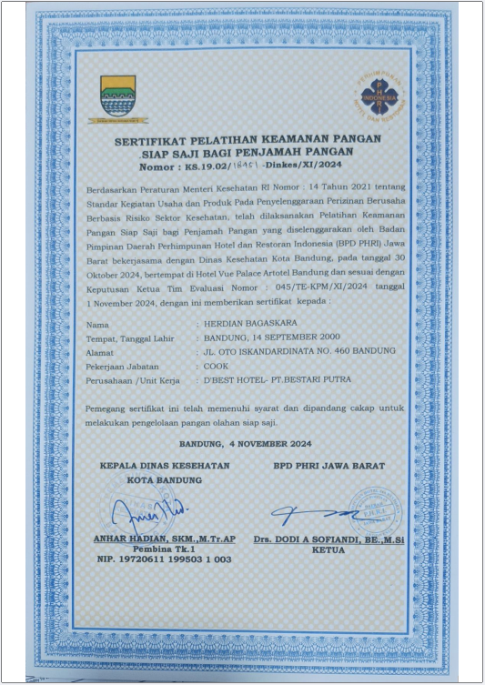 Sertifikat Pelatihan Herdian